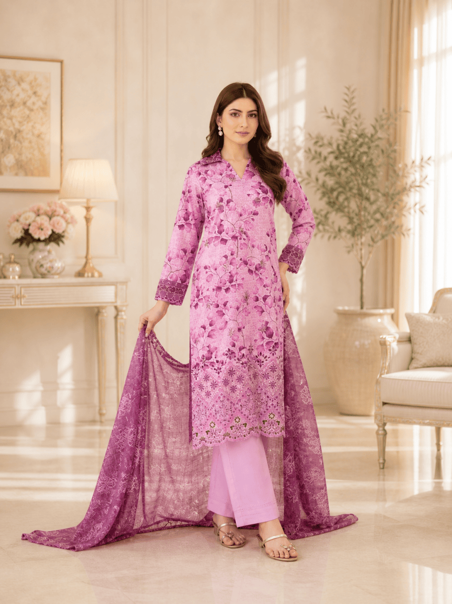 (131) Tawakkal Lawn Suit | Floral Print & Embroidered Dupatta