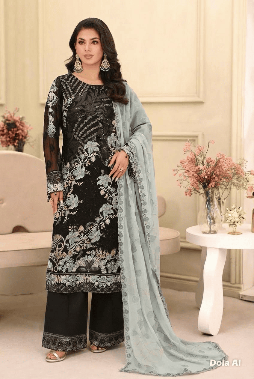 (299) Ramsha Vol 27 Chiffon Suit | Embroidered Ready to Wear