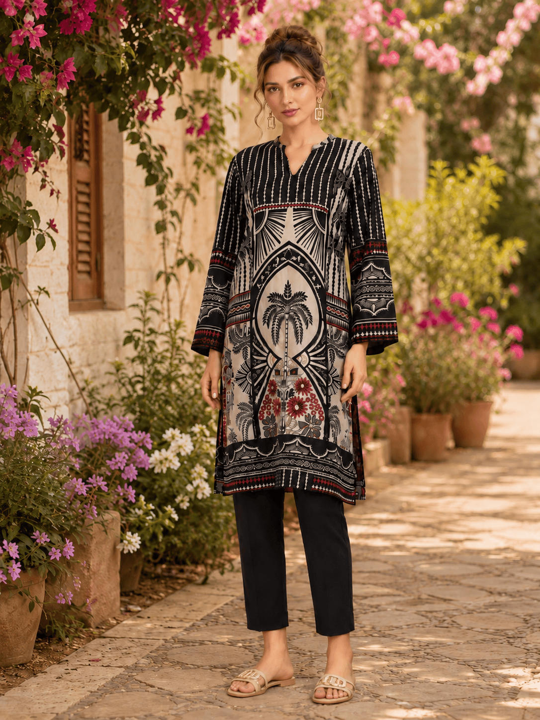 (53) Tawakkal Printed 2 Piece Linen Co-Ord Set Ready to Wear - Image 5