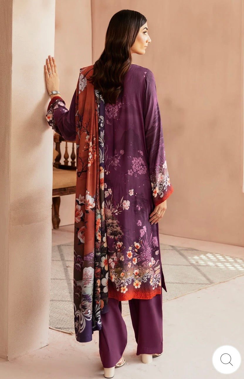 (190) Riwaj by Ramsha Viscose Embroidered Suit with Printed Dupatta - Image 5
