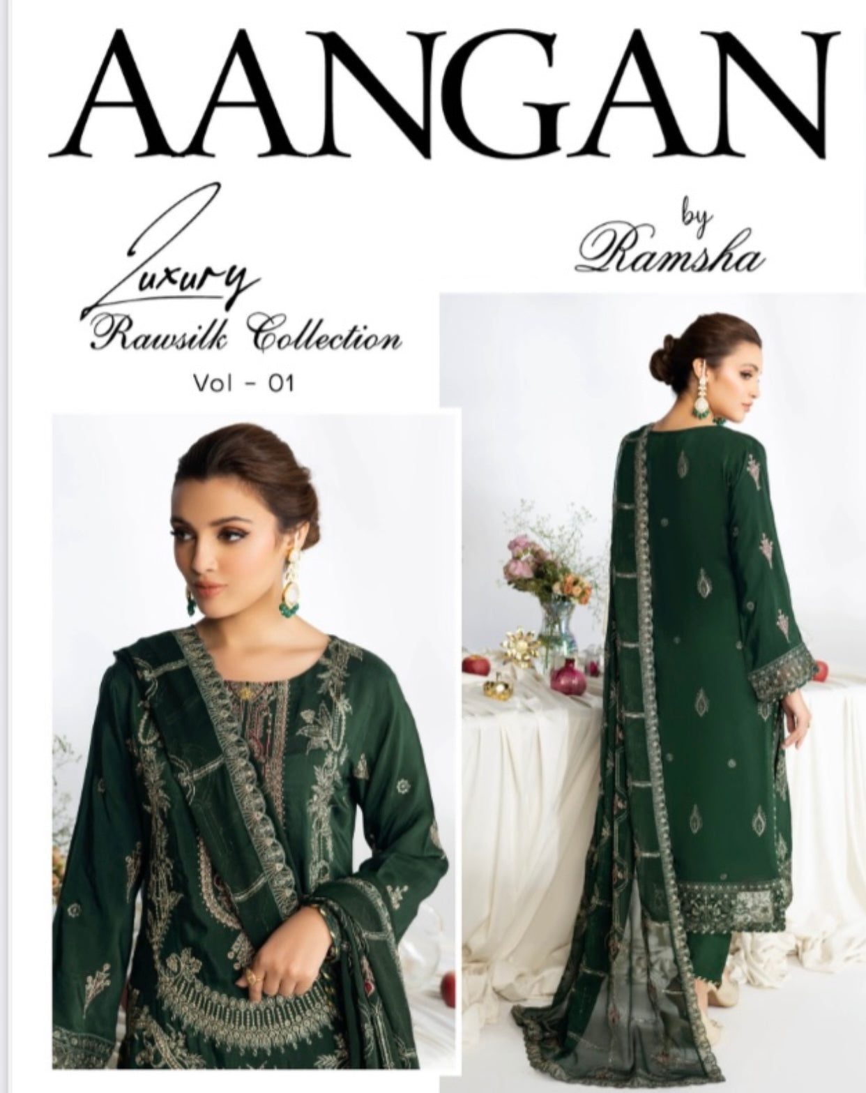 (305) Ramsha Aangan Luxury Raw Silk Ready-to-Wear 3-Piece Suit - Image 2