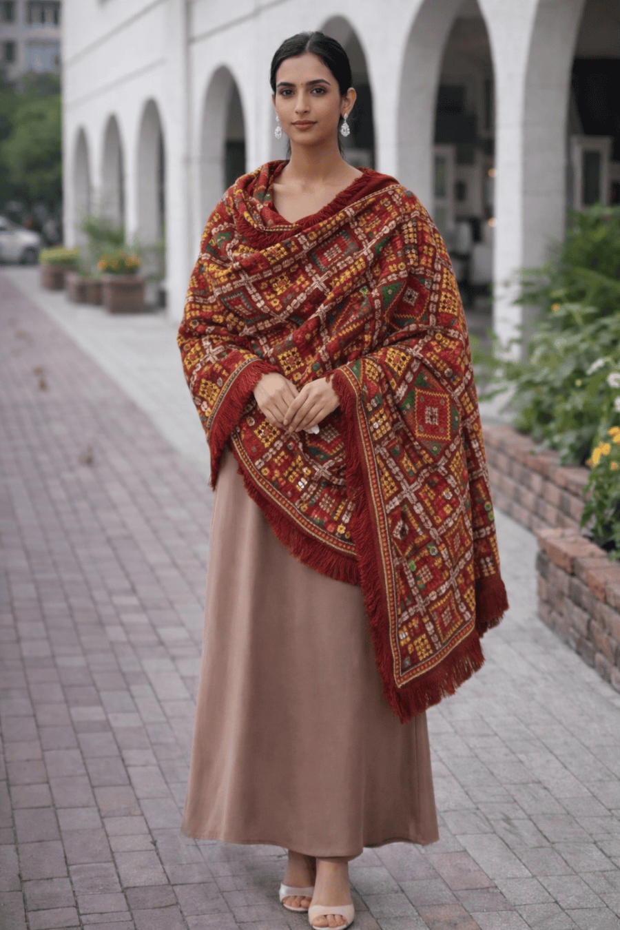 (288) Indian ladies wedding ethnic large shawl