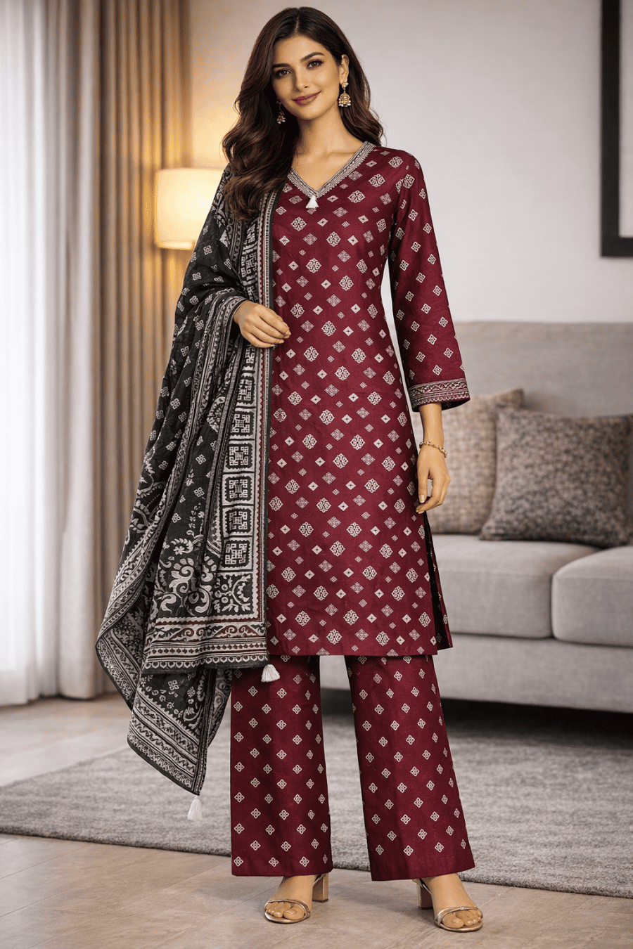 (214) Bin Saeed Printed Lawn Suit | Matching Dupatta & Trousers