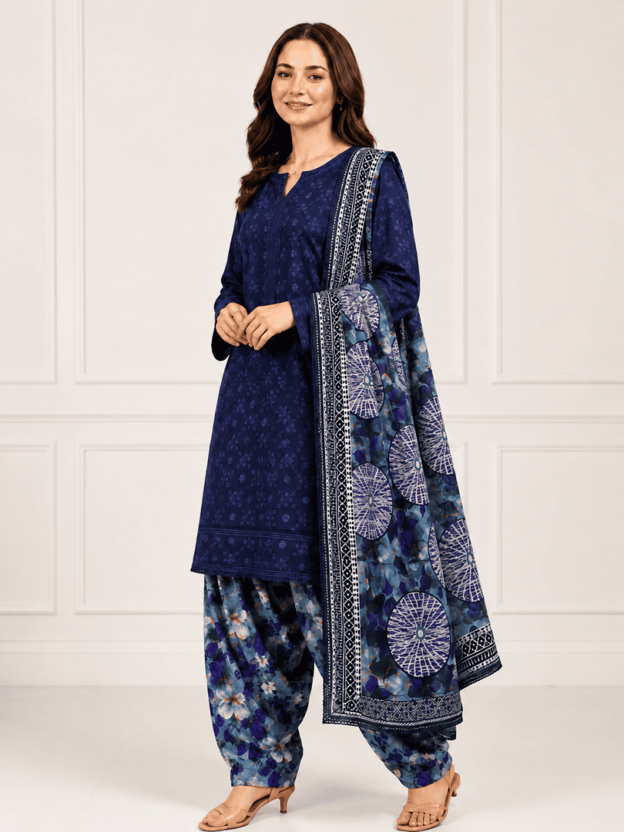 (82) Punjabi Patiala shalwar cotton sequin lace chickankari printed contrast ready to wear suit