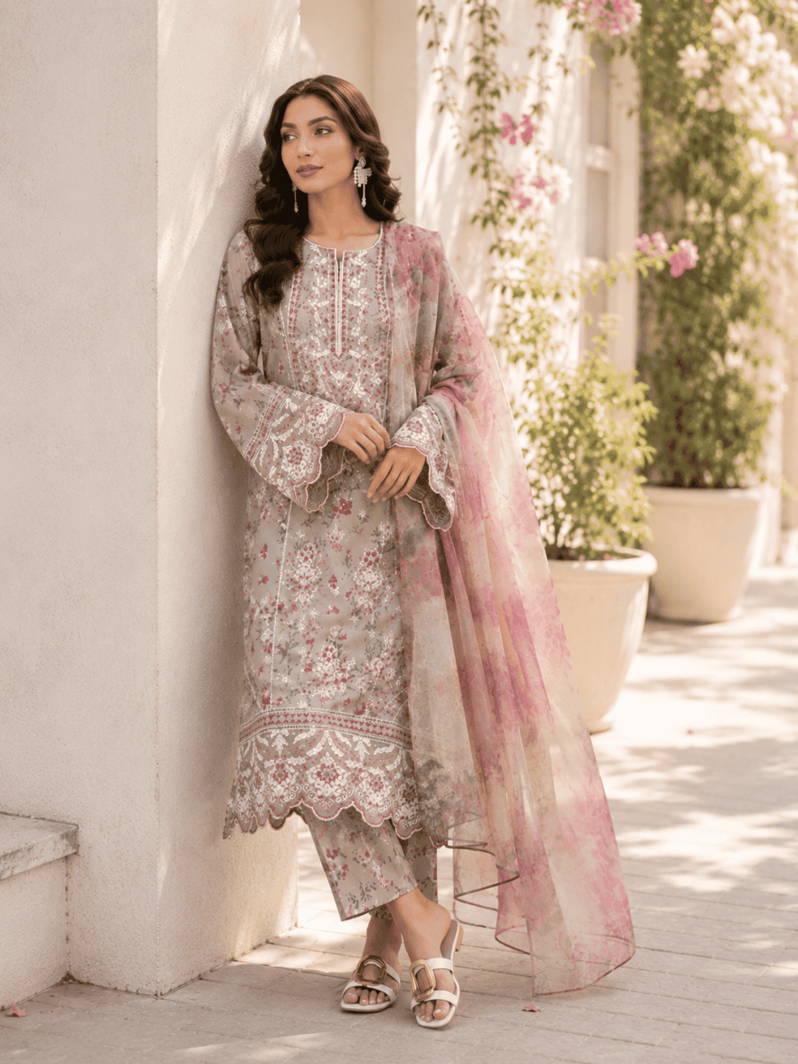 (211) Adan’s Libas Printed Lawn Suit | Lace Embroidery & Voile Dupatta