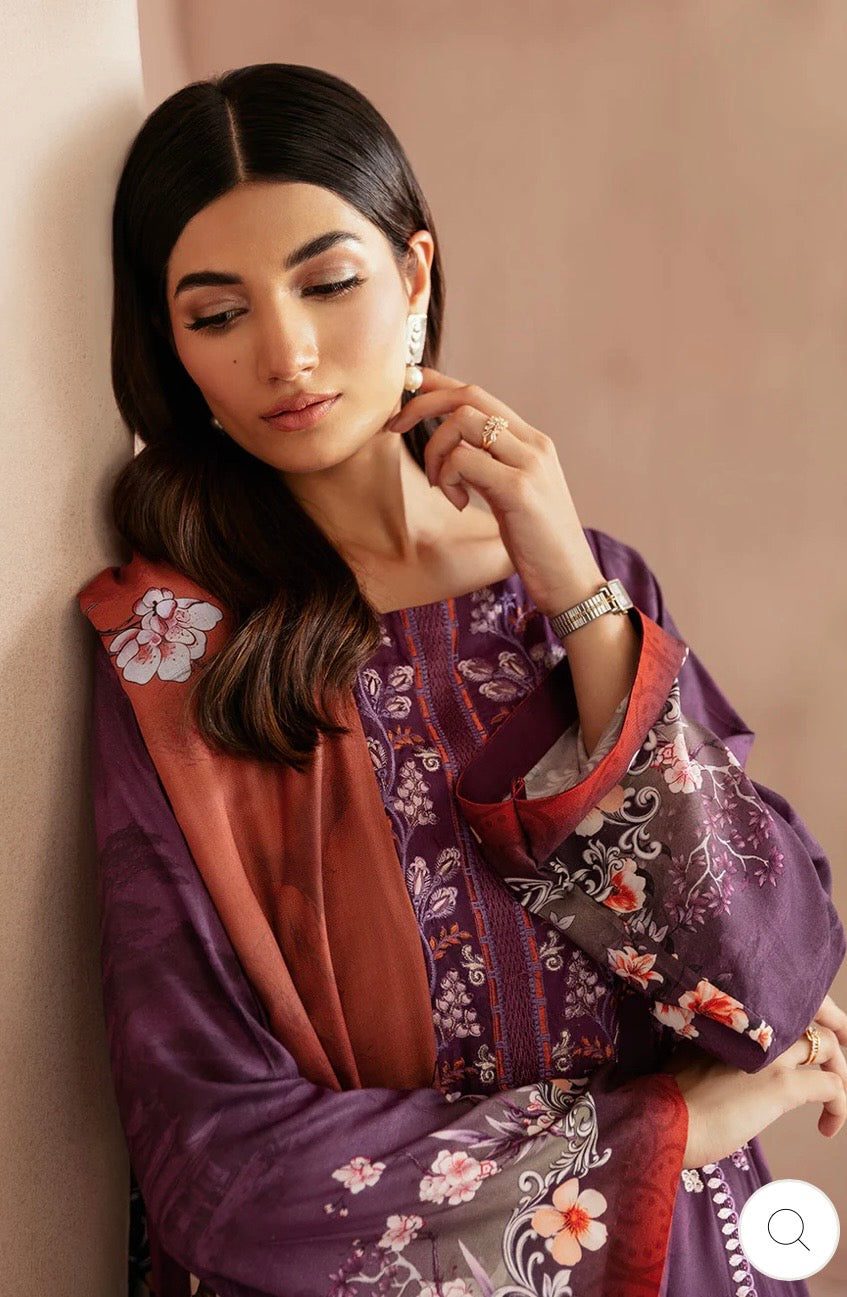 (190) Riwaj by Ramsha Viscose Embroidered Suit with Printed Dupatta - Image 6