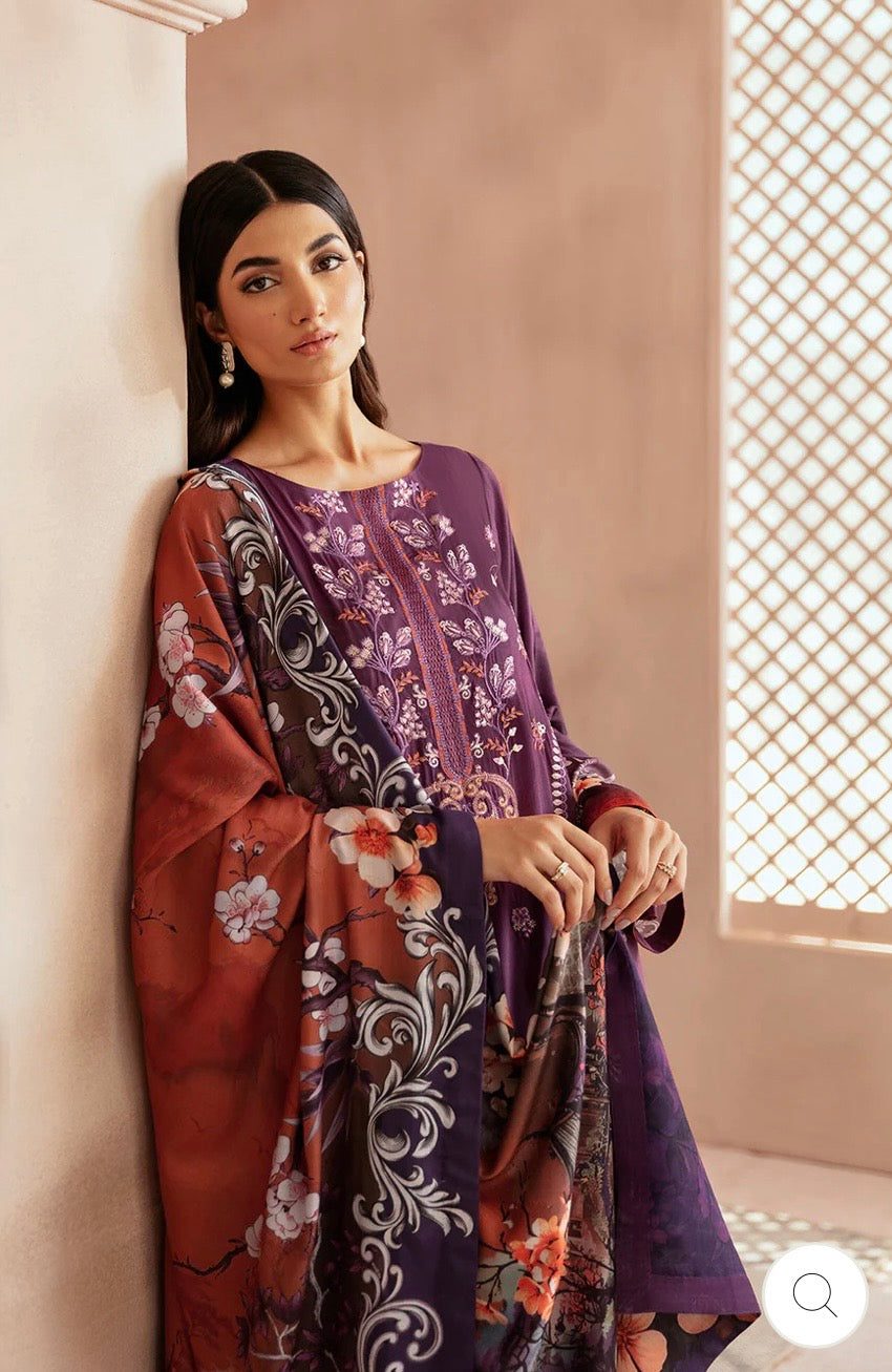 (190) Riwaj by Ramsha Viscose Embroidered Suit with Printed Dupatta - Image 4