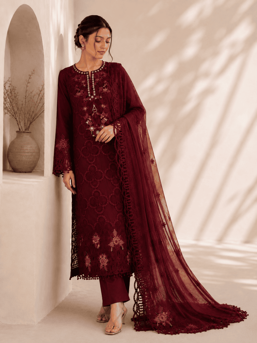 (137) Maria b chiffons inspired lace beaded diamonte neck floral chiffon kameez chiffon duppatta ready to wear