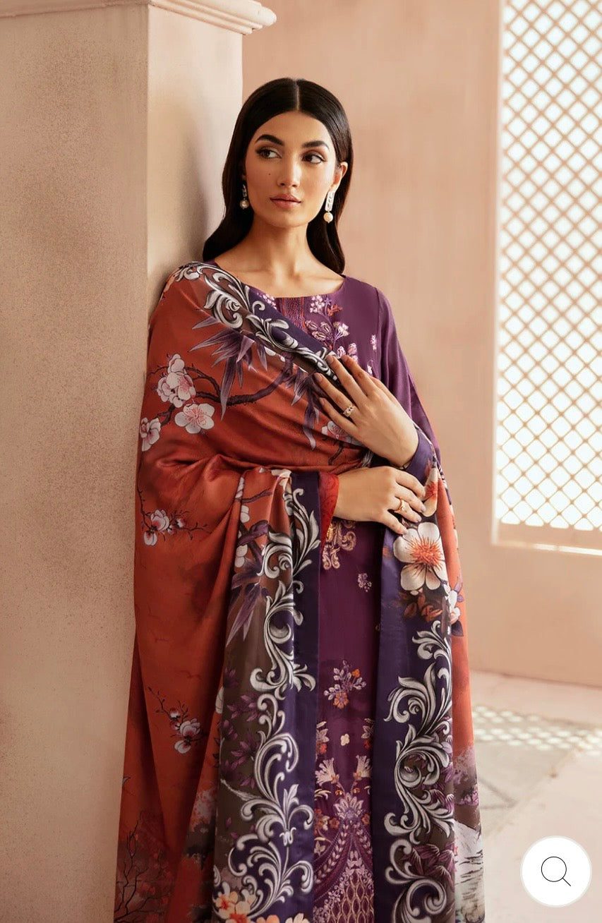 (190) Riwaj by Ramsha Viscose Embroidered Suit with Printed Dupatta - Image 3